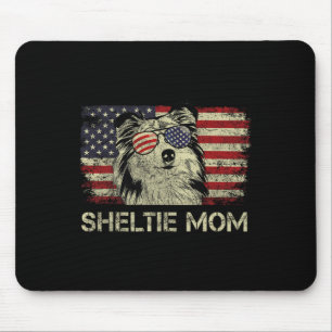 Sheltie Mum Dog Lovers American Flag 4th Of July Mouse Mat