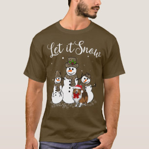 Sheltie Mum Let It Snow Snowman Leopard Print T-Shirt