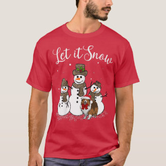 Sheltie Mum Let It Snow Snowman Leopard Print  T-Shirt