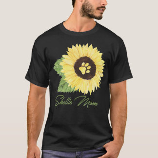 Sheltie Mum Shetland Sheepdog Mama Dog Lover Sunfl T-Shirt