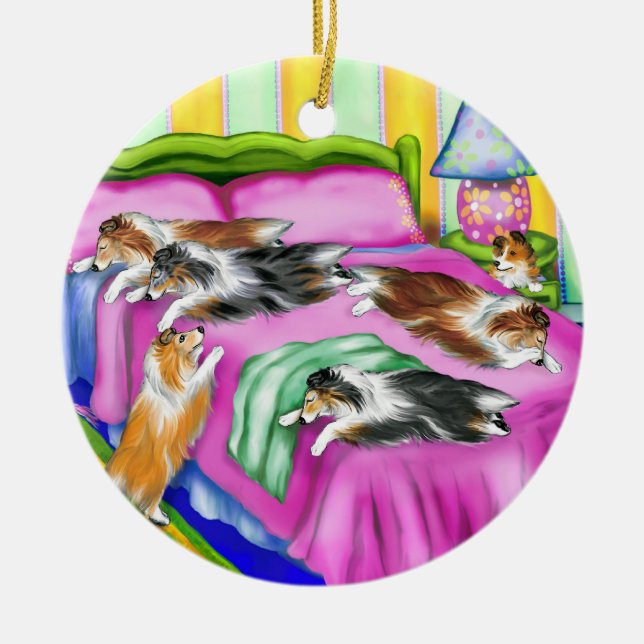 Sheltie Pink Comfort Ceramic Tree Decoration (Front)