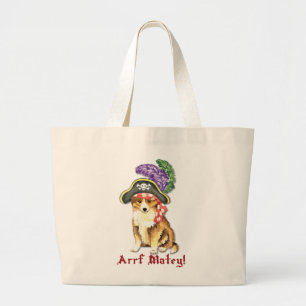 Sheltie Pirate Large Tote Bag