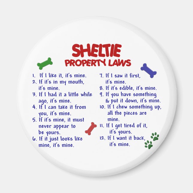 SHELTIE Property Laws 2 Magnet (Front)