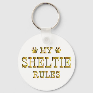 Sheltie Rules Gold Key Ring