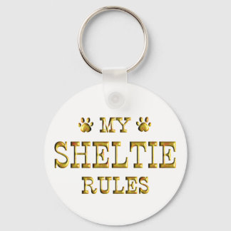 Sheltie Rules Gold Key Ring