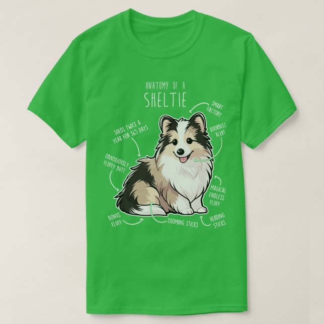 Sheltie Shetland Sheepdog Anatomy 5 T-Shirt (Design Front)