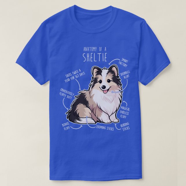 Sheltie Shetland Sheepdog Anatomy 5 T-Shirt (Design Front)