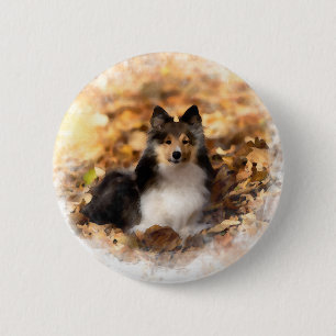 Sheltie Shetland Sheepdog Art Painting 6 Cm Round Badge