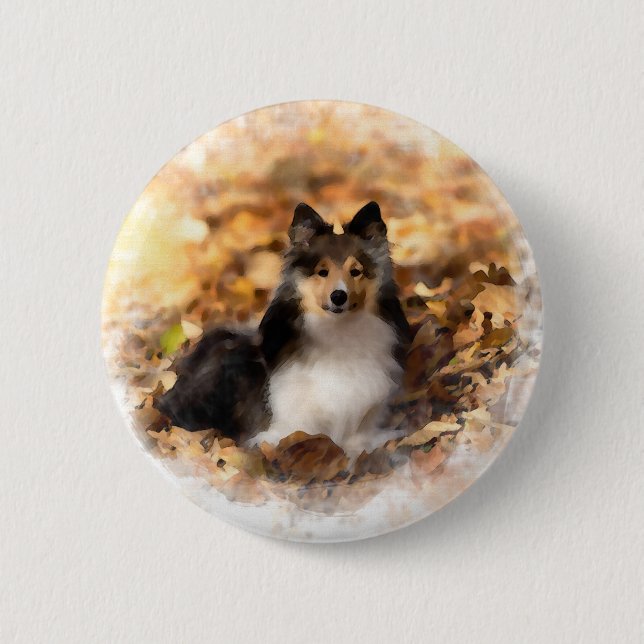 Sheltie Shetland Sheepdog Art Painting 6 Cm Round Badge (Front)