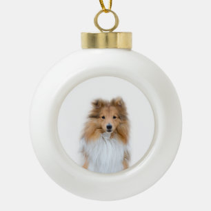 Sheltie Shetland Sheepdog Ceramic Ball Ornament