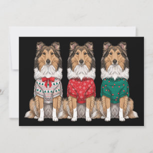 Sheltie Shetland Sheepdog Christmas Ugly Sweaters Invitation