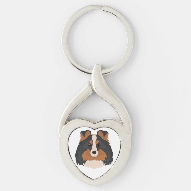 Sheltie, Shetland Sheepdog dog mix Key Ring (Front)