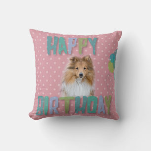 Sheltie Shetland sheepdog Happy Birthday Cushion