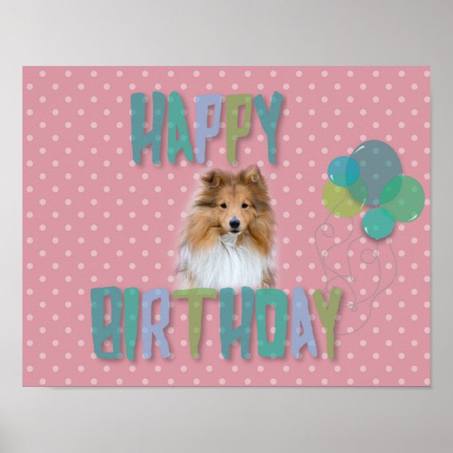 Sheltie Shetland sheepdog Happy Birthday Poster (Front)