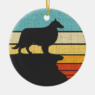 Sheltie Shetland Sheepdog Retro Vintage Dog Lover Ceramic Tree Decoration