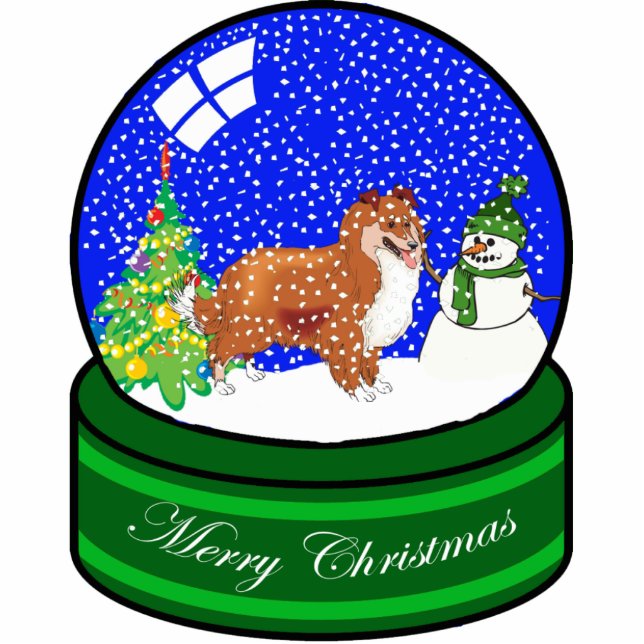 sheltie snow globe photo sculpture decoration (Front)