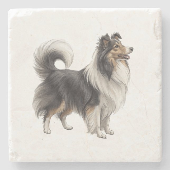 Sheltie Stone Coaster (Front)