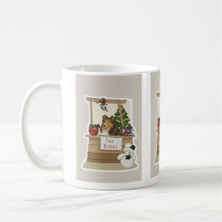 Sheltie under the mistletoe coffee mug