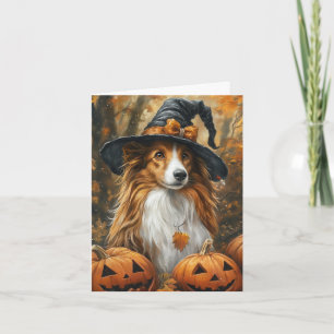 Sheltie Witch Halloween Holiday Card