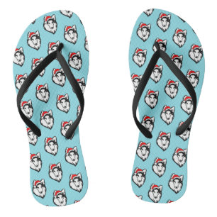 shelties Dog with Christmas Santa Hat Pattern Flip Flops