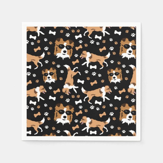Shelties Shetland Sheepdog Collie Dog Pattern Napk Napkin (Front)