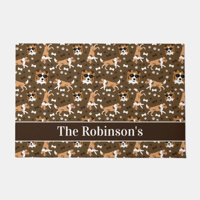 Shelties Shetland Sheepdog Dog Collie Personalised Doormat (Front)