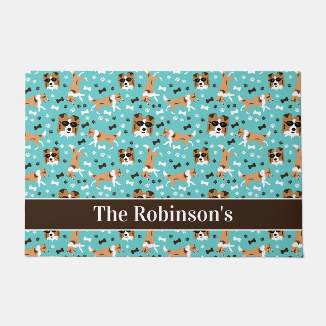 Shelties Shetland Sheepdog Dog Collie Personalised Doormat (Front)