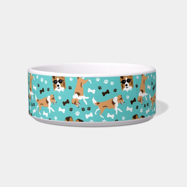 Shelties Shetland Sheepdog Mini Collie Dog Bowl (Front)