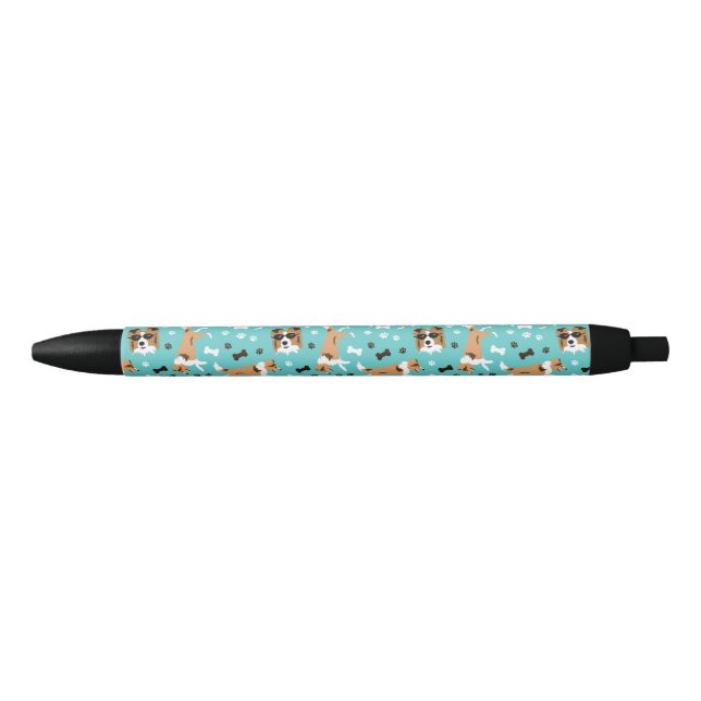 Shelties Shetland Sheepdog Mini Collie Pattern Bla Black Ink Pen (Front)