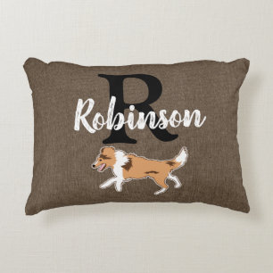 Shelties Shetland Sheepdog Monogram Last Name    Decorative Cushion