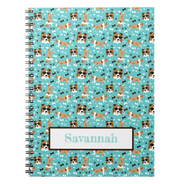 Shelties Shetland Sheepdog Pattern Aqua Notebook (Front)