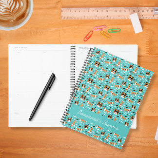 Shelties Shetland Sheepdog Pattern Aqua  Planner