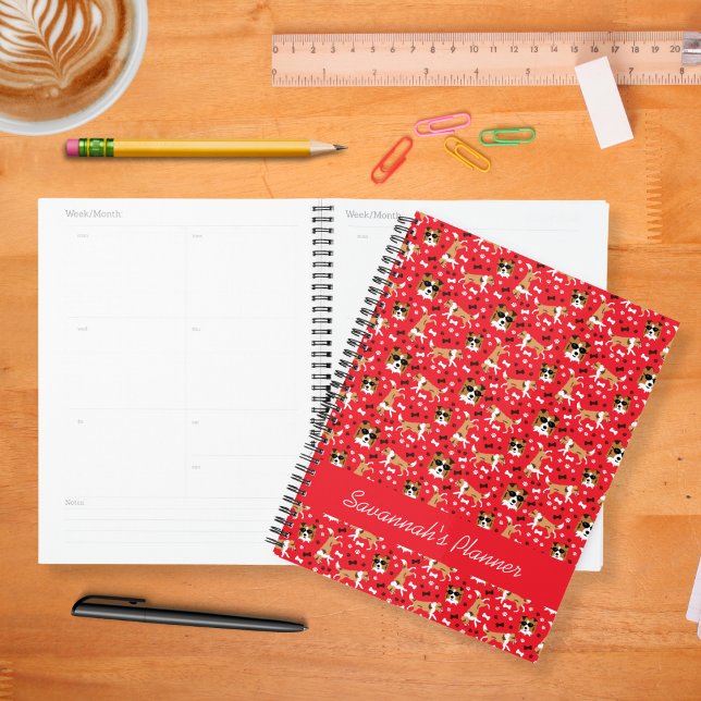 Shelties Shetland Sheepdog Pattern Red Planner (Shelties Shetland sheepdog planner in red)