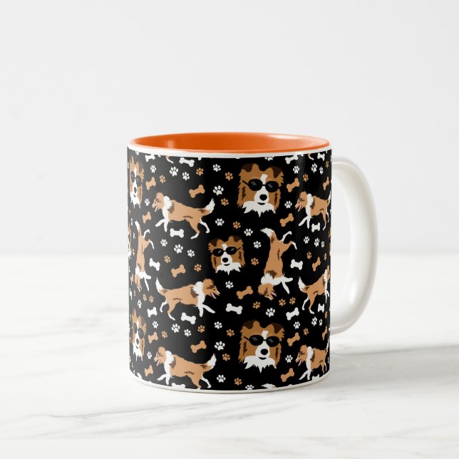 Shelties Shetland Sheepdogs Mini Collie Dog Two-To Two-Tone Coffee Mug (Front Right)