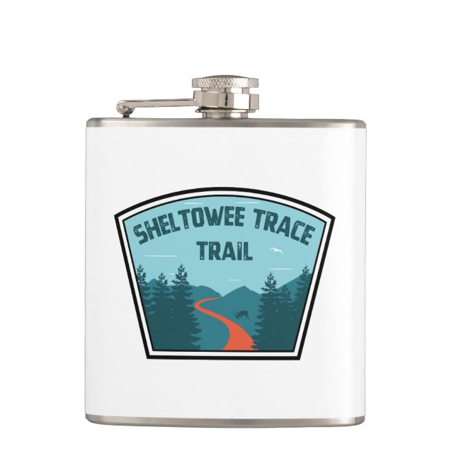 Sheltowee Trace Trail Kentucky Tennessee Hip Flask (Front)