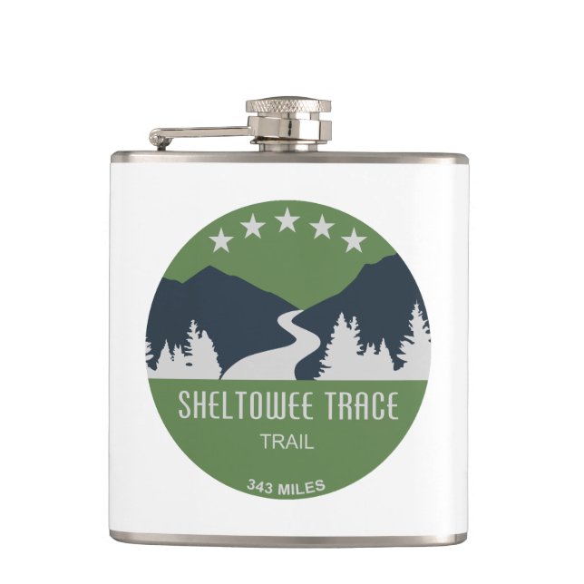 Sheltowee Trace Trail Kentucky Tennessee Hip Flask (Front)