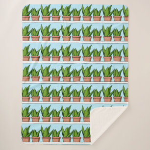 Shelves of Aloe Vera Plants Ai Art Sherpa Blanket