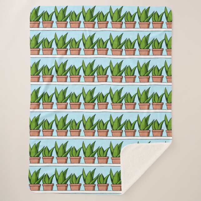 Shelves of Aloe Vera Plants Ai Art Sherpa Blanket (Front)