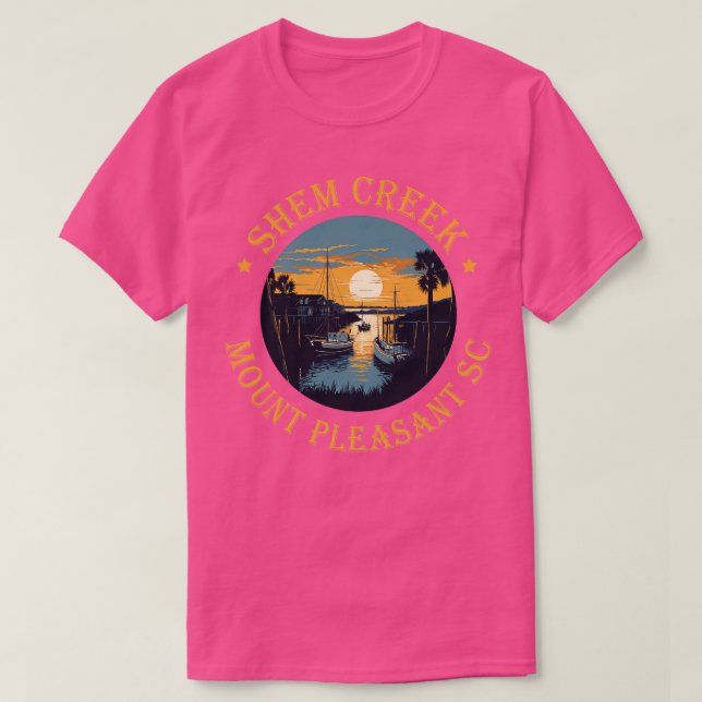 Shem Creek Sunset Mount Pleasant SC Gold Version T-Shirt (Design Front)