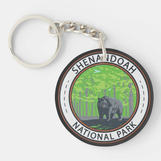 Shenandoah National Park Black Bear Circle Key Ring (Front)
