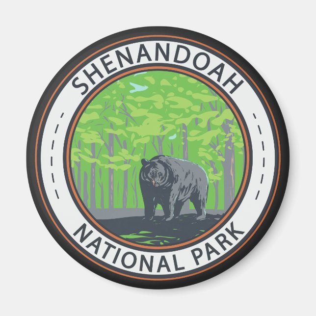 Shenandoah National Park Black Bear Circle Magnet (Front)