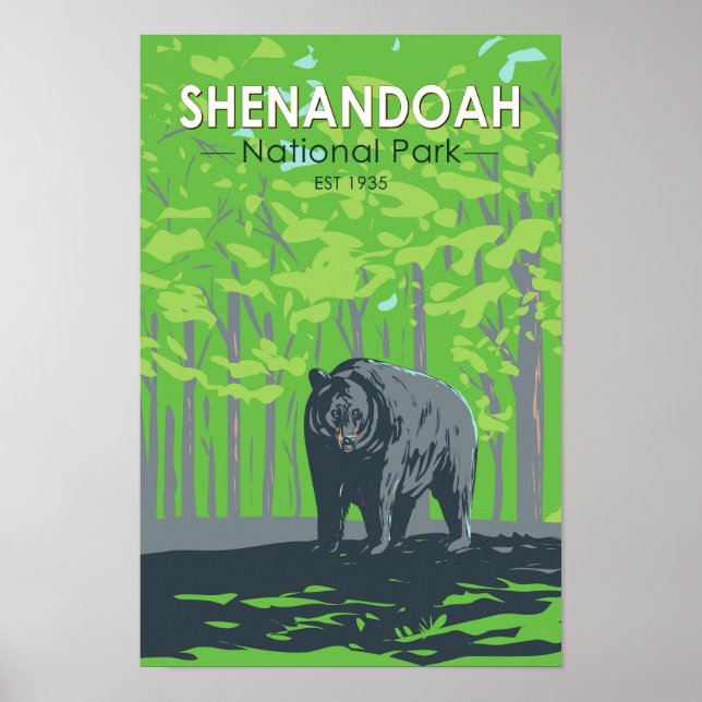 Shenandoah National Park Black Bear Vintage Poster (Front)