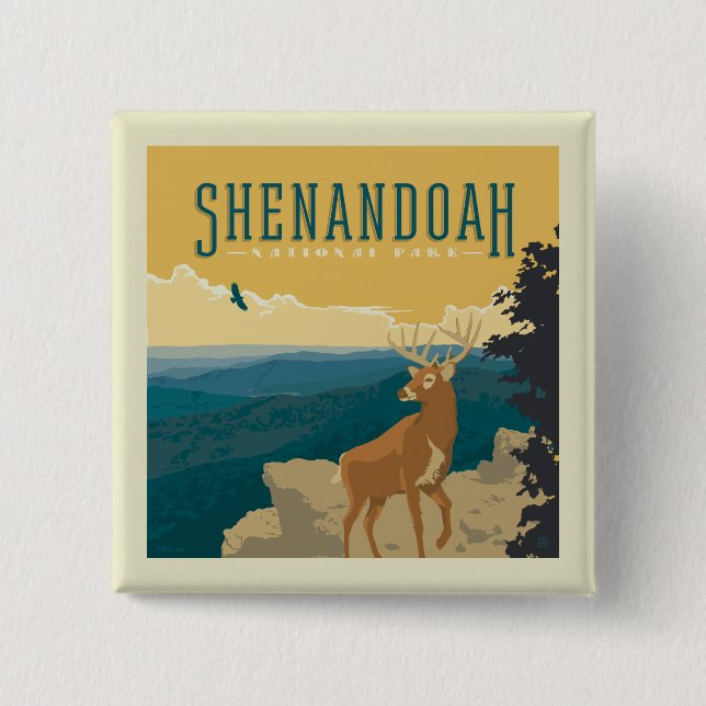 Shenandoah National Park | Deer 15 Cm Square Badge (Front)