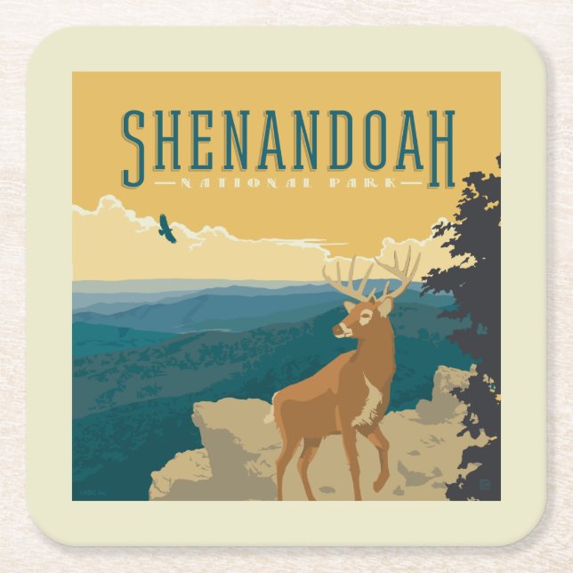 Shenandoah National Park | Deer Square Paper Coaster (Front)