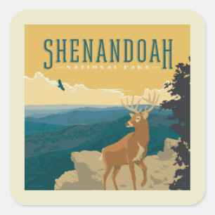 Shenandoah National Park   Deer Square Sticker