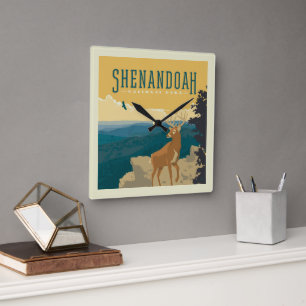 Shenandoah National Park Deer Square Wall Clock