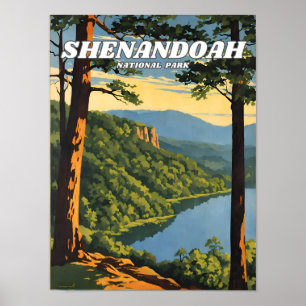 Shenandoah National Park illustration retro Aesthe Poster