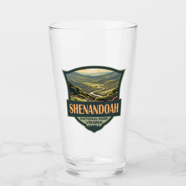 Shenandoah National Park Illustration Travel Retro Glass (Front)