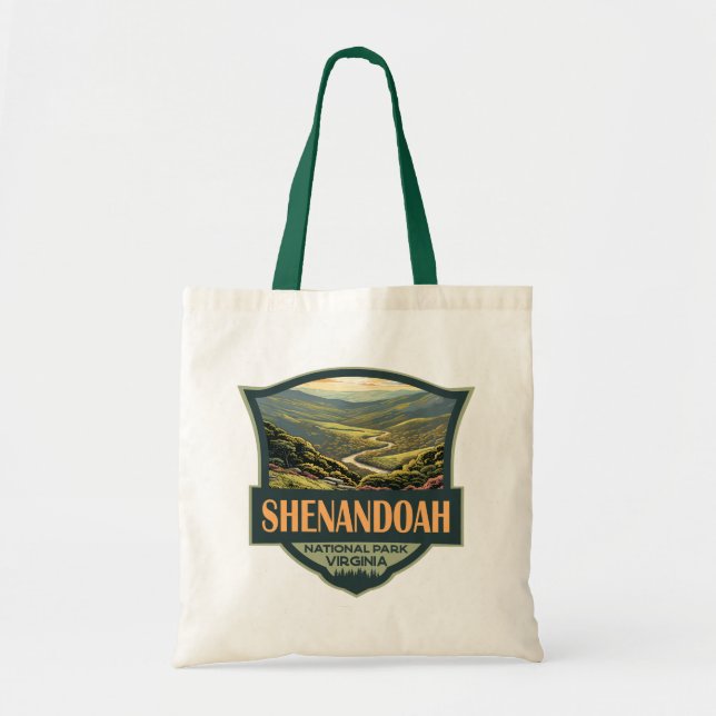 Shenandoah National Park Illustration Travel Retro Tote Bag (Front)