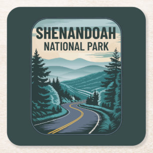 Shenandoah National Park Landscape Square Paper Coaster